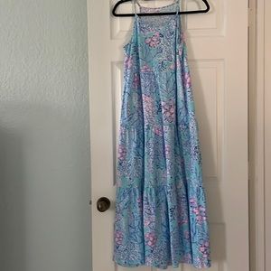 Lilly Pulitzer Girls Maxi Dress Size XL Blue Ibiza print